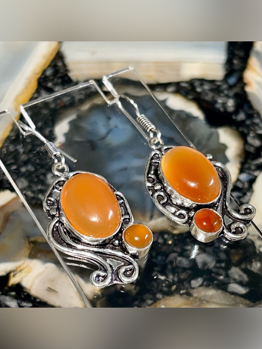 Light Carnelian Earrings 2”